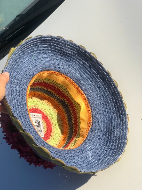 Rare Vintage Jax Hatz SF Floral Topiary Dome Straw Cocktail Hat MCM Style Retro main image 7